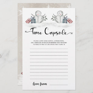 Time Capsule Snowman Baby Shower Game