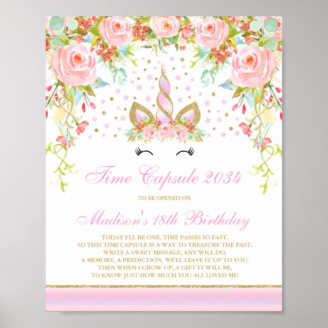 Time Capsule Unicorn Time Capsule Baby Guest Book (Front)