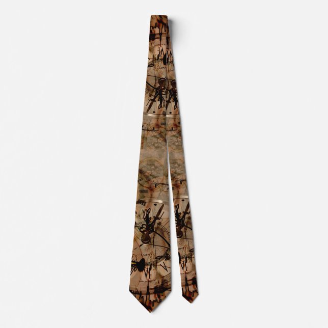 Time Clocks Collage Urban City  Neck Tie (Front)