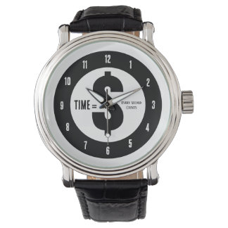 Time = $ Every Second Counts Black and White Watch