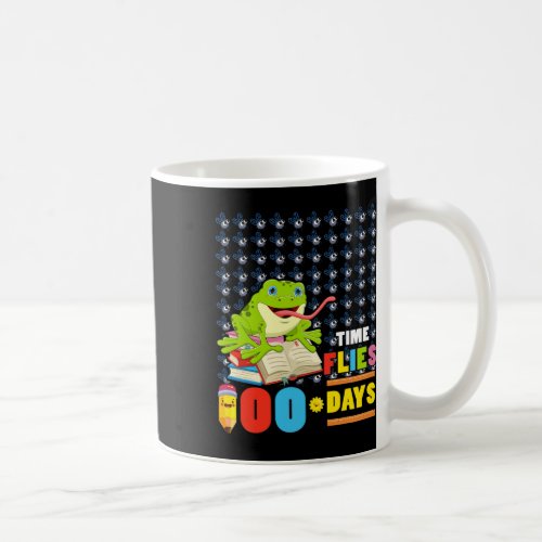 Time Flies 100 Days Frog Lovers 100th Day Of Schoo Coffee Mug