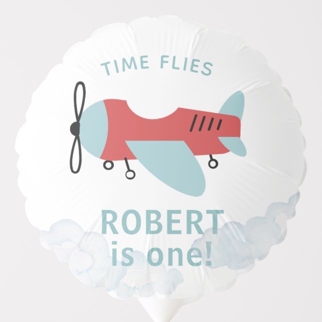 Time Flies Airplane Birthday  Balloon (Front)