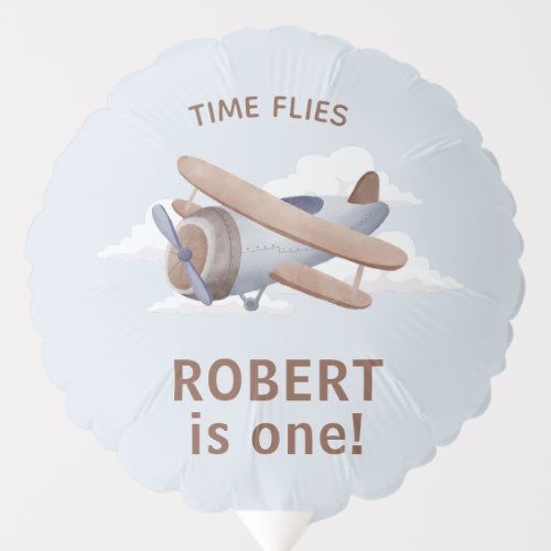 Time Flies Airplane Birthday  Balloon