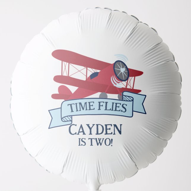 Time Flies Airplane Birthday Balloon (Front)