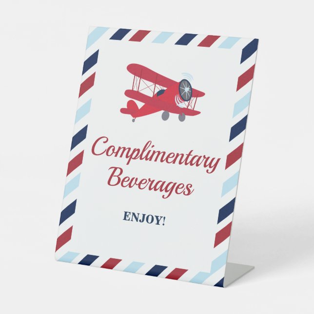 Time Flies Airplane Birthday Beverages Sign (Front)