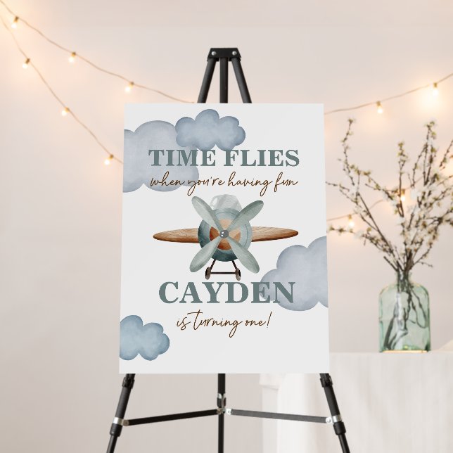 Time Flies Airplane Birthday Foam Board (In Situ (Stand))