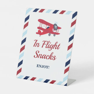 Time Flies Airplane Birthday In Flight Snacks Pedestal Sign