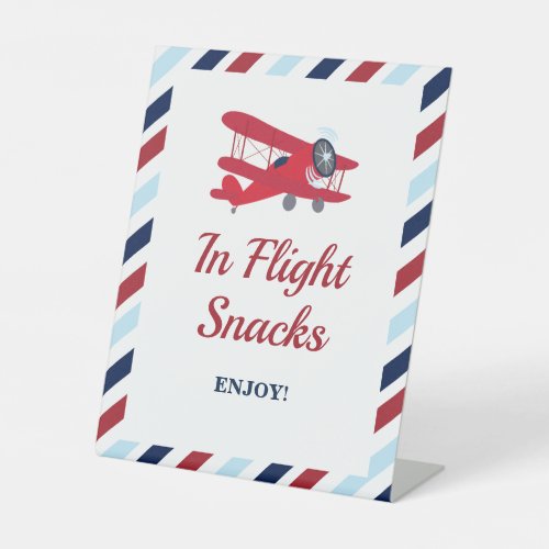 Time Flies Airplane Birthday In Flight Snacks Pedestal Sign