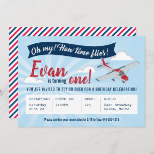 Time Flies Airplane Birthday Invitation