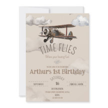 Time Flies Airplane Birthday Invitation