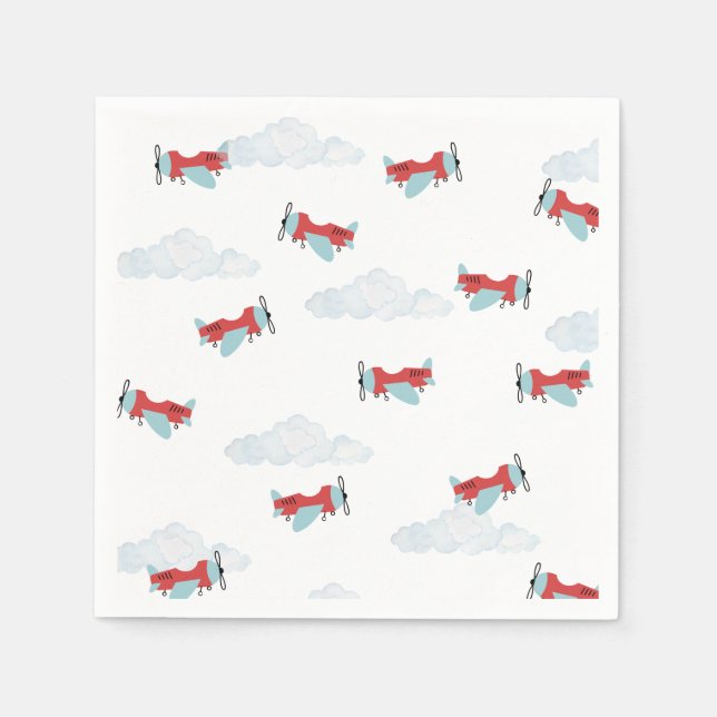 Time Flies Airplane Birthday  Napkins (Front)