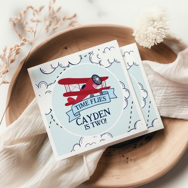 Time Flies Airplane Birthday Napkins (Creator Uploaded)