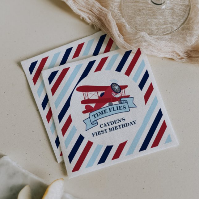 Time Flies Airplane Birthday Napkins (Creator Uploaded)