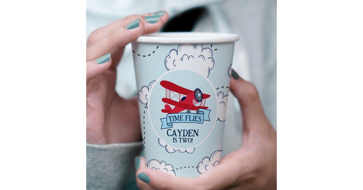 Time Flies Airplane Birthday Paper Cups | Zazzle