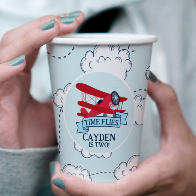 Time Flies Airplane Birthday Paper Cups (Creator Uploaded)