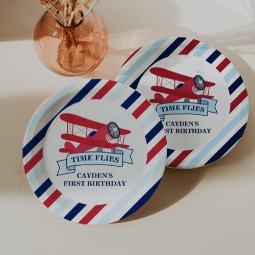 Time Flies Airplane Birthday Paper Plates