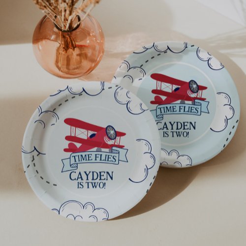 Time Flies Airplane Birthday Paper Plates