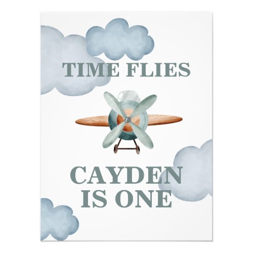 Time Flies Airplane Birthday Photo Print