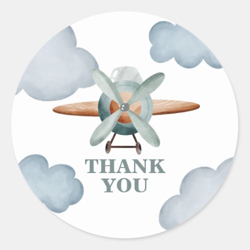 Time Flies Airplane Birthday thank you Classic Round Sticker