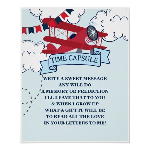 Time Flies Airplane Birthday Time Capsule Poster