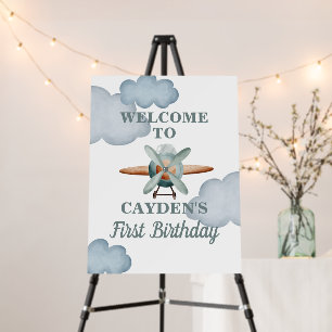 Time Flies Airplane Birthday welcome Foam Board