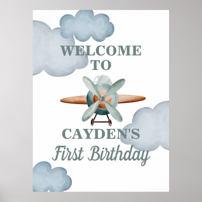 Time Flies Airplane Birthday Welcome Sign (Front)