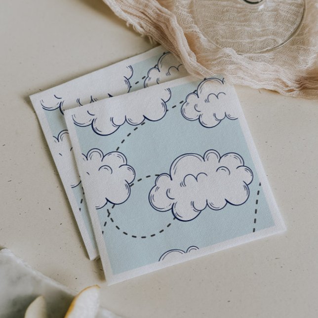 Time Flies Airplane Clouds Birthday Napkins (Creator Uploaded)
