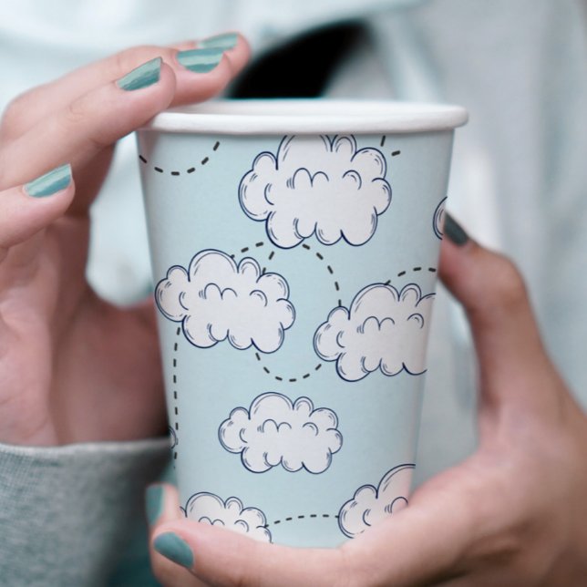 Time Flies Airplane Clouds Birthday Paper Cups (Creator Uploaded)