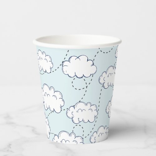 Time Flies Airplane Clouds Birthday Paper Cups