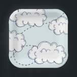 Time Flies Airplane Clouds Birthday Paper Plates<br><div class="desc">Time Flies when you're having fun! Red Airplane birthday. Cloud napkins.</div>