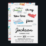 Time flies Airplane Helicopter Birthday Any Age Invitation<br><div class="desc">When you shop at Graphic Love Shop you support small business! And yes I do a happy dance when I receive your order ;)
Thank you! - Samantha

Find more Graphic Love Shop designs at:
Facebook.com/GraphicLoveShop
Use #GraphicLoveShop on social media

Copyright © Graphic Love Shop</div>