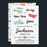 Time flies Airplane Helicopter Birthday Any Age Invitation<br><div class="desc">When you shop at Graphic Love Shop you support small business! And yes I do a happy dance when I receive your order ;)
Thank you! - Samantha

Find more Graphic Love Shop designs at:
Facebook.com/GraphicLoveShop
Use #GraphicLoveShop on social media

Copyright © Graphic Love Shop</div>