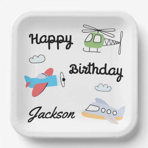 Time flies Airplane Helicopter Birthday Any Age Paper Plates