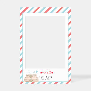 Time Flies Airplane Travel 1st Birthday Photo Boot Selfie Frame