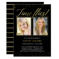 Time Flies EDITABLE COLOR Graduation Invitation