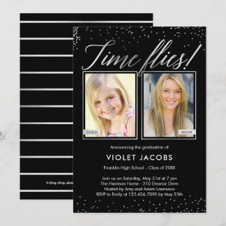 Time Flies EDITABLE COLOR Graduation Invitation
