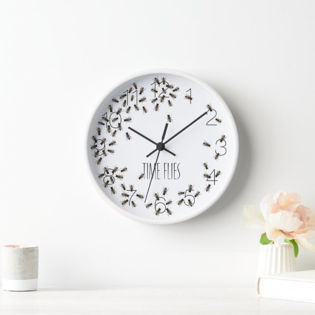 Time Flies Funny Fly Bug Pest Bugs Zombie Clock (Home)