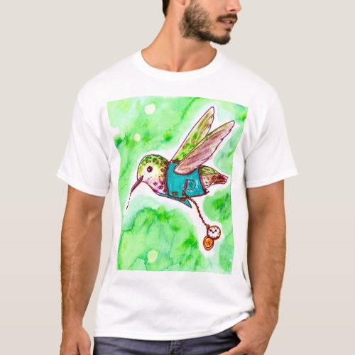 Time Flies Hummingbird Painting T_Shirt