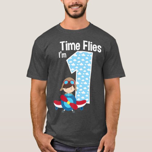 Time Flies Im 1 1st Birthday Airplane Plane T_Shirt