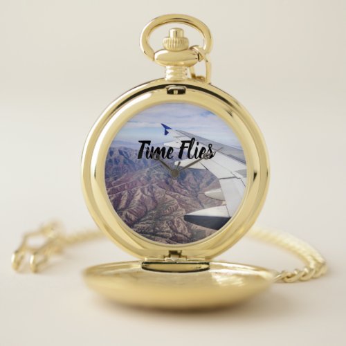 Time Flies Pocket Watch