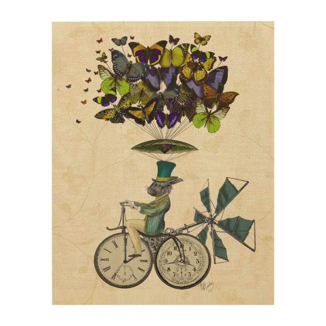 Time Flies Rabbit Wood Wall Decor (Front)