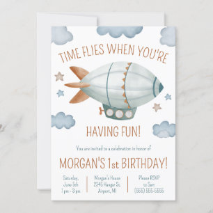 Time Flies When You're Having Fun! Blimp Birthday Invitation