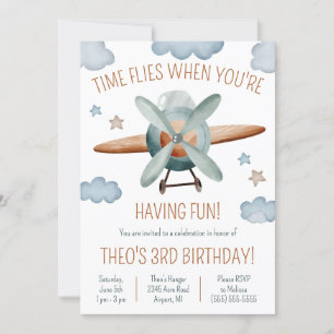 Time Flies When You're Having Fun Plane Birthday Invitation