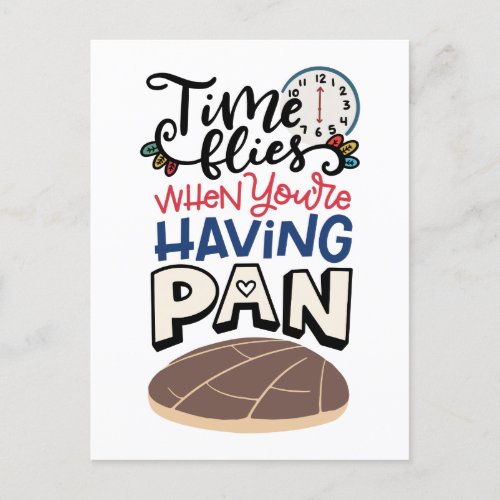 Time Flies When Youre Having Pan hand drawn Postcard