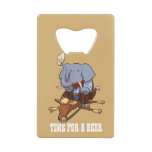 Time For A Beer Clumsy Cowboy Elephant Cartoon Credit Card Bottle Opener