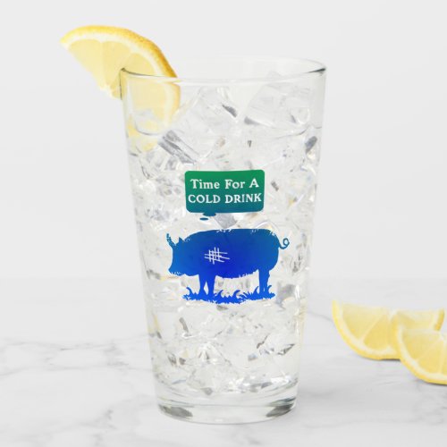 Time for a cold drink Piggy Glass