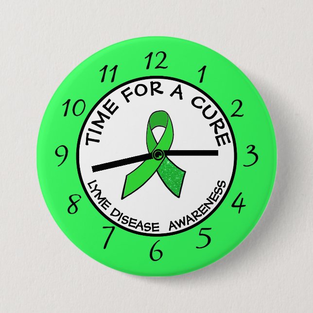 Time for a Cure Lime  Awareness Ribbon Stickers Button (Front)