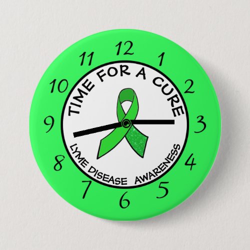 Time for a Cure Lime  Awareness Ribbon Stickers Button