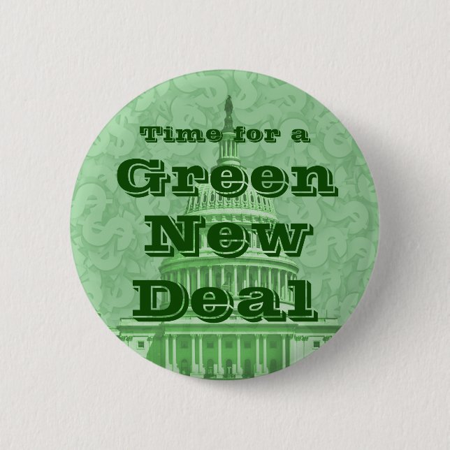 Time For a Green New Deal Button (Front)