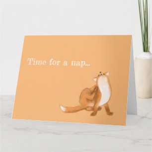 Time for a nap cute fox scratching drawing card